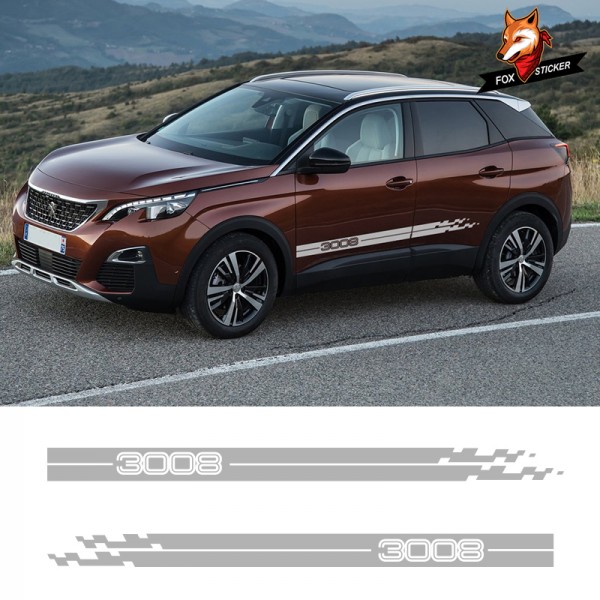 Car Side Vinyl Side Stripes Sticker Vehicle Auto Decals Wraps Body Graphics Sport Styling Vinyl Car Sticker for Peugeot 3008